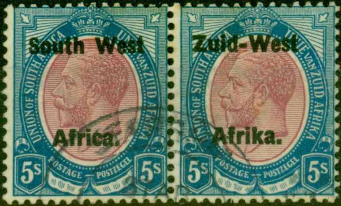 Rare Postage Stamp from South West Africa 1923 5s Purple & Blue SG13 Very Fine Used