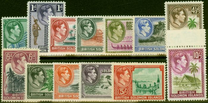 Rare Postage Stamp British Solomon Islands 1939 Set of 13 SG60-72 Good to Fine MNH