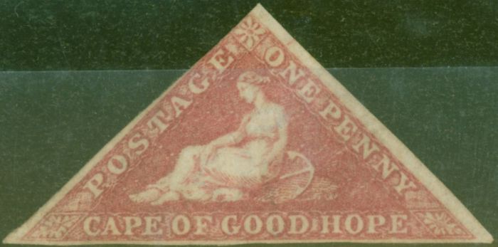 Rare Postage Stamp from Cape of Good Hope 1858 1d Rose SG5a Fine & Fresh Mtd Mint