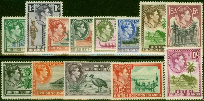 Collectible Postage Stamp Solomon Islands 1939-42 Set of 13 SG60-72 Fine MM
