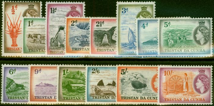 Valuable Postage Stamp Tristan da Cunha 1954 Set of 14 SG14-27 Fine LMM