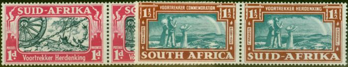 Old Postage Stamp from South Africa 1938 Voortrekker Set of 2 SG80-81 Fine Lightly Mtd Mint