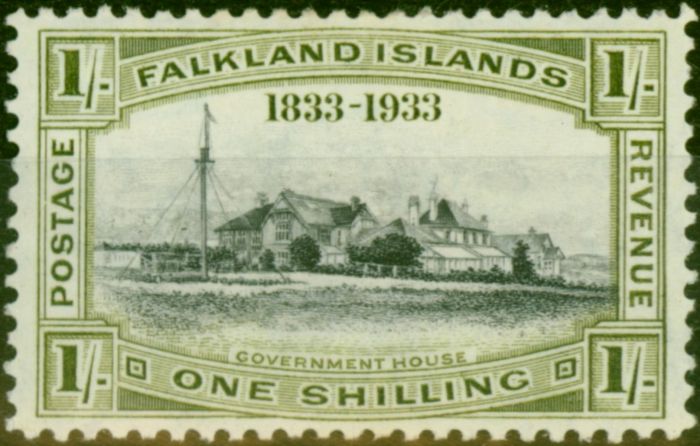 Collectible Postage Stamp Falkland Islands 1933 1s Black & Olive-Green SG134 Fine MM