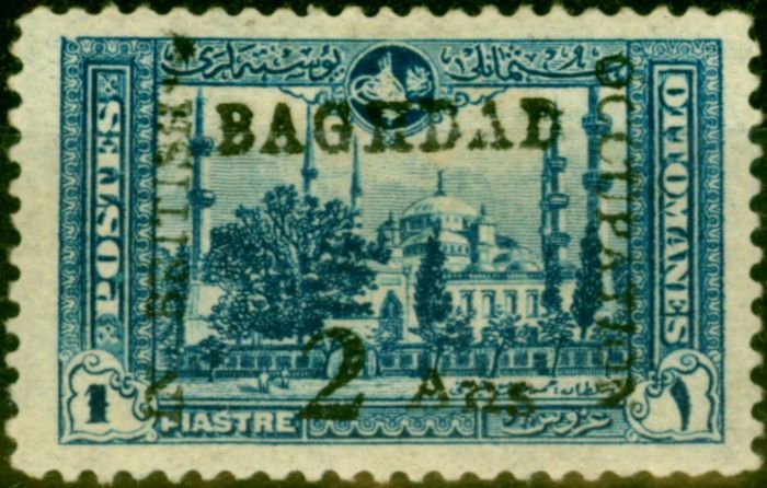 Collectible Postage Stamp from Iraq Baghdad 1917 2a on 1pi Bright Blue SG6 Good Mtd Mint