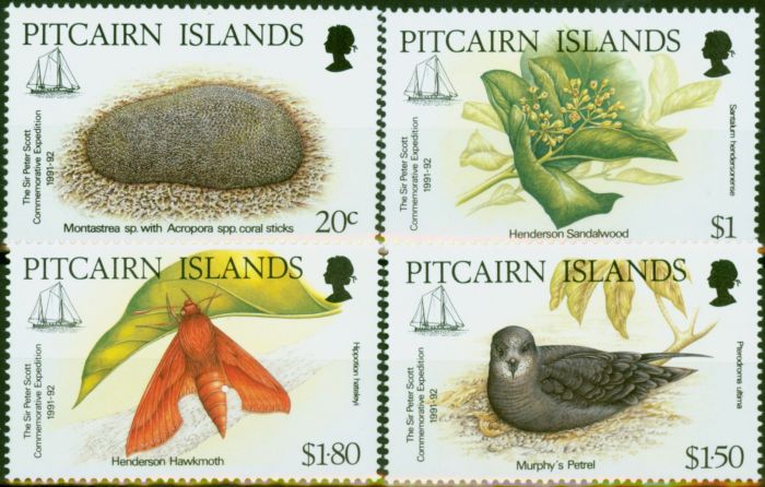 Rare Postage Stamp Pitcairn Islands 1992 Sir Peter Scott Set of 4 SG418-421 V.F MNH