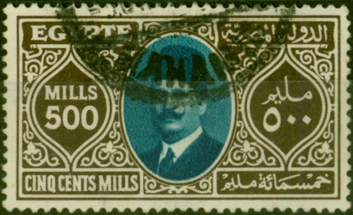 Valuable Postage Stamp from Egypt 1927 500m Greenish Blue & Brown SG169 Fine Used
