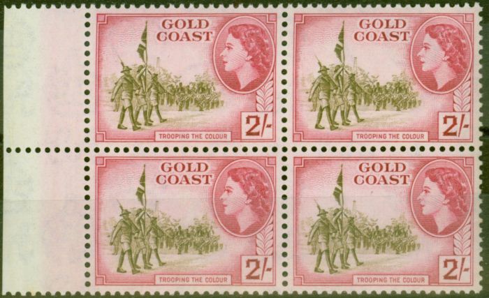 Rare Postage Stamp from Gold Coast 1954 2s Brown-Olive & Carmine SG162 V.F MNH Block of 4