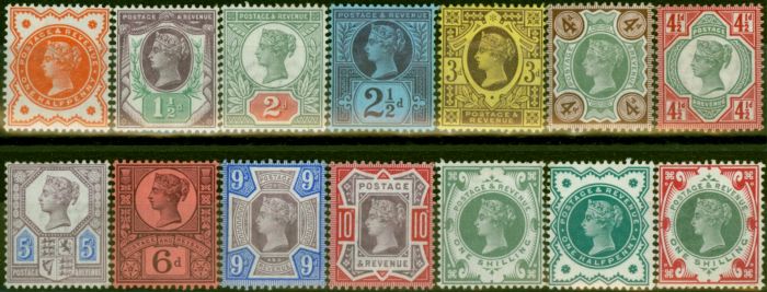Old Postage Stamp GB 1887-1900 Jubilee Set of 14 SG197-214 Fine & Fresh MM
