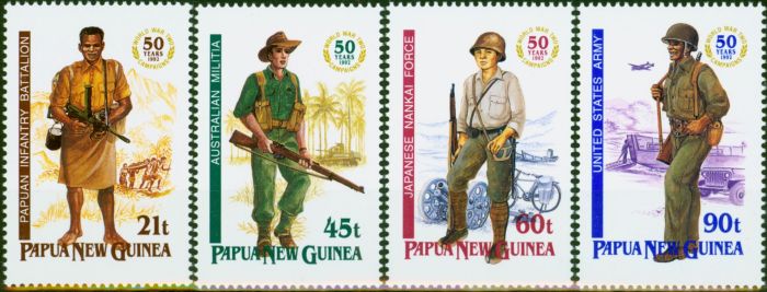 Collectible Postage Stamp Papua New Guinea 1992 50th Anniv of WWII Set of 4 SG671-674 V.F MNH
