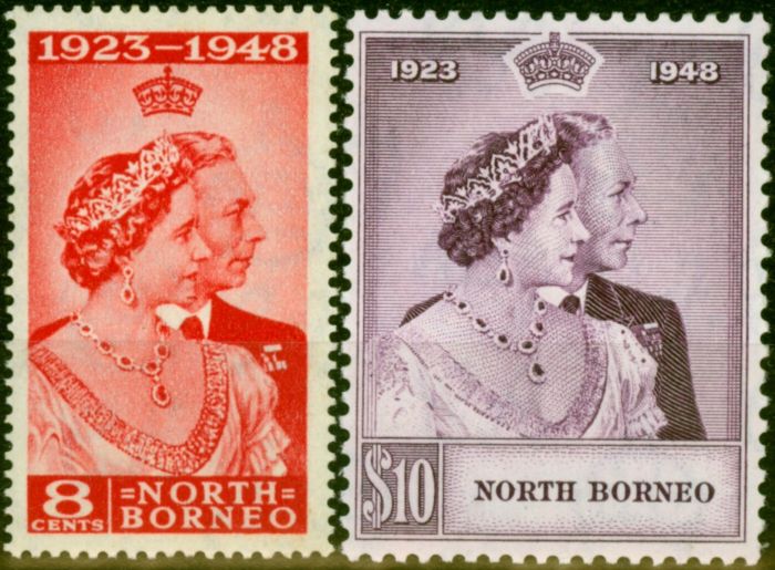 North Borneo 1948 RSW Set of 2 SG350-351 V.F Very Lightly Mounted Mint King George VI (1936-1952) Old Royal Silver Wedding Stamp Sets