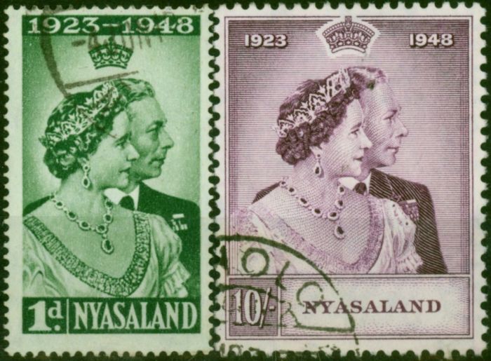 Nyasaland 1948 RSW Set of 2 SG161-162 V.F.U  King George VI (1936-1952) Old Royal Silver Wedding Stamp Sets