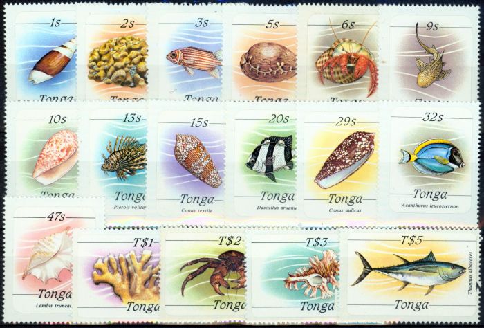 Valuable Postage Stamp from Tonga 1984 Marine Life set of 17 SG865-881 Fine MNH