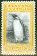 Old Postage Stamp from Falkland Islands 1933 5s Black & Yellow SG136 Fine Mtd Mint