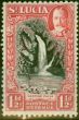 Valuable Postage Stamp St Lucia 1936 1 1/2d Black & Scarlet SG115a P.12 x 13 Fine MM