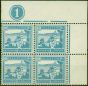 Rare Postage Stamp from Palestine 1927 100m Turquoise-Blue SG102 Superb MNH Pl 1 Corner Block of 4