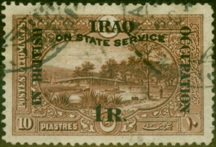 Old Postage Stamp from Iraq 1921 1R on 10pi Red-Brown SG15 Fine Used (3)