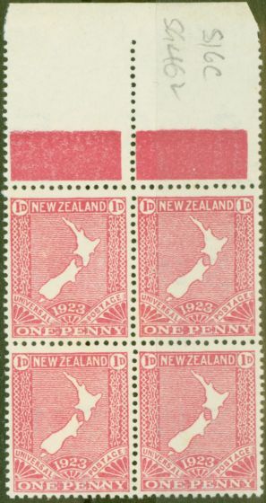 Rare Postage Stamp from New Zealand 1925 1d Carmine-Pink SG462 V.F MNH Block of 4