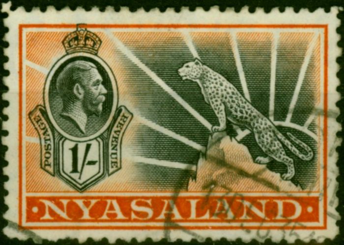 Nyasaland 1934 1s Black & Orange SG122 Good Used (2). King George V (1910-1936) Used Stamps