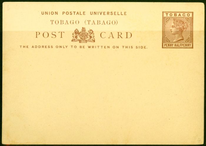 Old Postage Stamp from Tobago 1884 1 1/2d Postcard Fine & Fresh