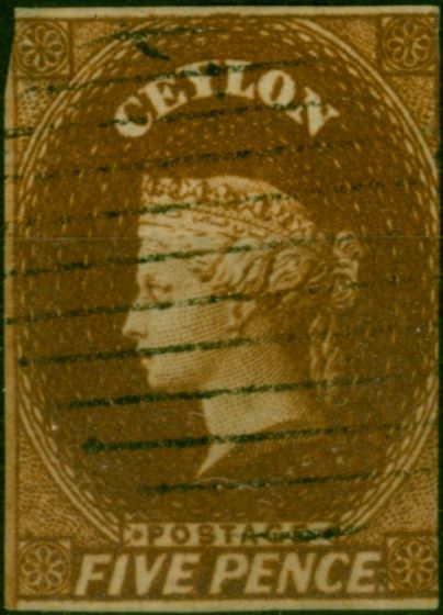 Ceylon 1857 5d Chestnut SG5 Good Used (2). Queen Victoria (1840-1901) Used Stamps