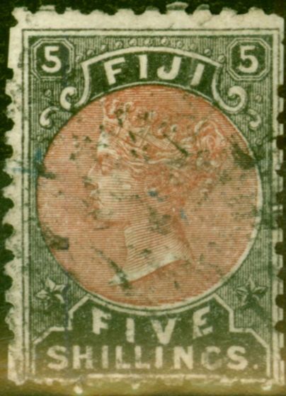 Rare Postage Stamp from Fiji 1882 5s Dull Red & Black SG69 Good Used