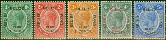 Old Postage Stamp British Honduras 1932 Relief Fund Set of 5 SG138-142 Fine LMM