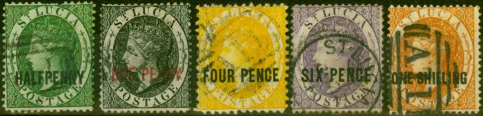 Collectible Postage Stamp St Lucia 1882 Set of 5 SG25-29 Good Used