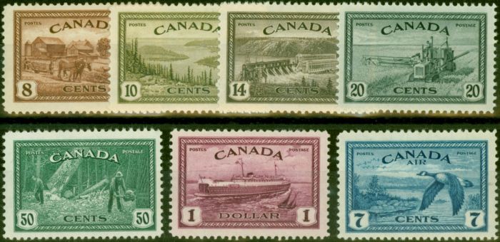 Collectible Postage Stamp Canada 1946-47 Set of 7 SG401-407 Fine LMM