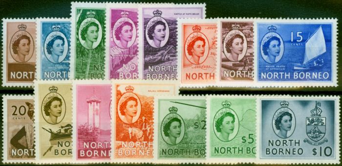 Valuable Postage Stamp North Borneo 1954-57 Set of 15 SG372-386 Fine & Fresh MM