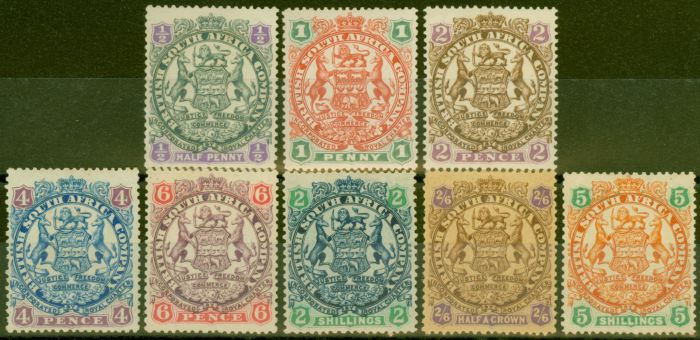 Rare Postage Stamp from Rhodesia 1896-97 set of 8 to 5s SG41-49 Fine & Fresh Mtd Mint