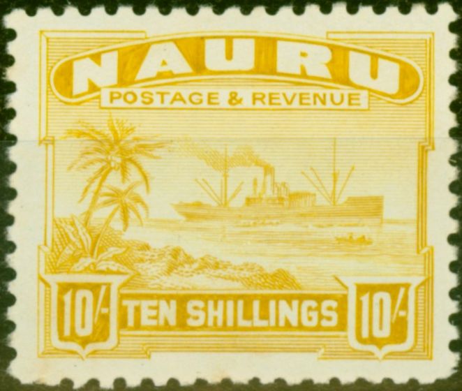 Rare Postage Stamp from Nauru 1924 10s Yellow SG39A Fine Very Lightly Mtd Mint