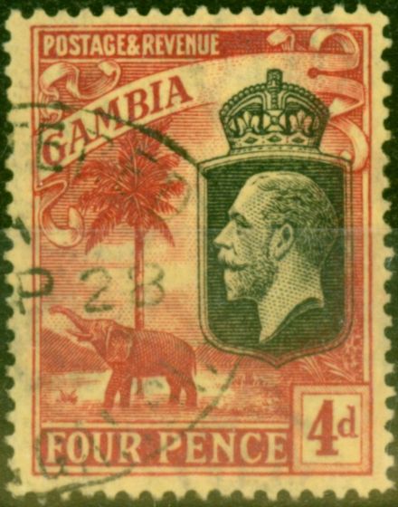 Valuable Postage Stamp from Gambia 1927 4d Red-Yellow SG129 V.F.U