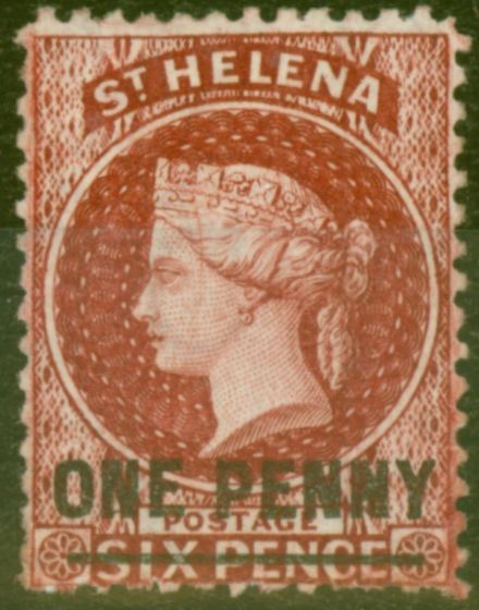 Old Postage Stamp from St Helena 1864 1d Lake SG6 Type A Fine & Fresh Unused Stamp