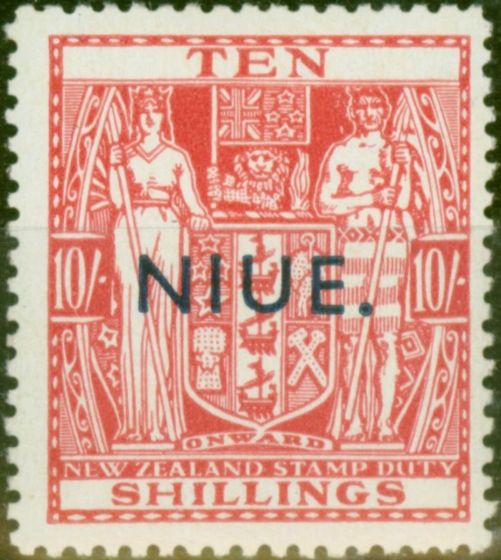 Old Postage Stamp Niue 1945 10s Carmine-Lake SG85 Fine MM