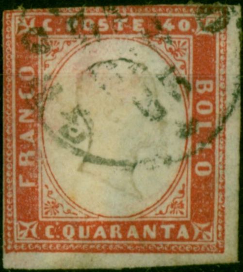 Sardinia 1862 40c Rose-Carmine SG54 Good Used  Queen Victoria (1840-1901) Rare Stamps