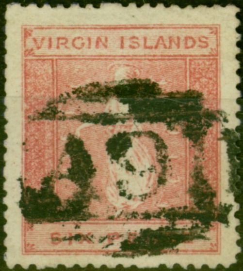 Valuable Postage Stamp Virgin Islands 1868 6d Dull Rose SG13 Fine Used
