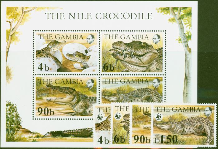 Collectible Postage Stamp from Gambia 1984 Endangered Species set of 5 SG544-MS548 V.F MNH