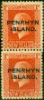 Rare Postage Stamp from Penrhyn Island 1917 1s Vermilion SG27b Vertical Pair Fine Lightly Mtd Mint