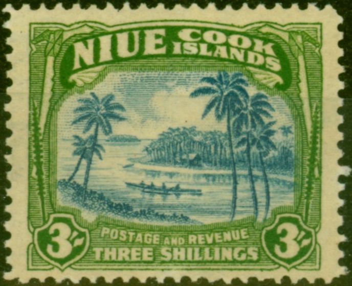 Collectible Postage Stamp Niue 1938 5s Blue & Yellowish-Green SG77 Fine LMM