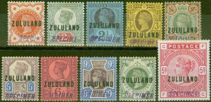 Collectible Postage Stamp from Zululand 1888-93 Specimen set of 10 SG1s-11s Fine Lightly Mtd MInt