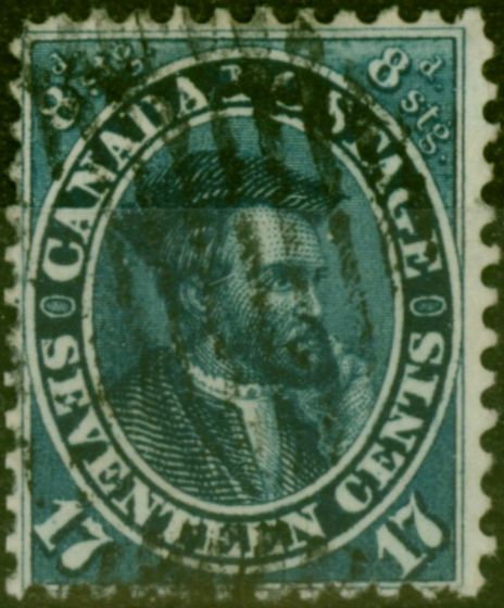 Collectible Postage Stamp Canada 1859 17c Deep Blue SG42 Fine Used