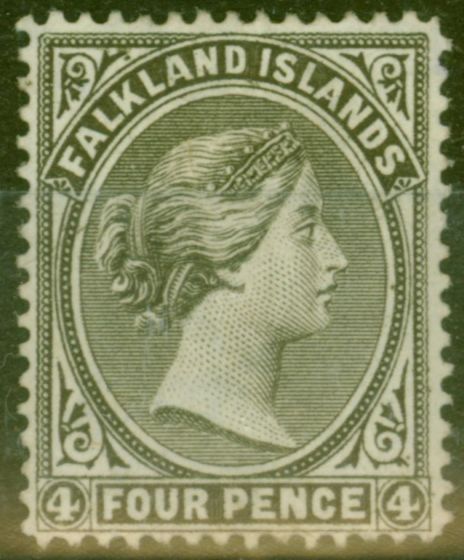 Rare Postage Stamp from Falkland Islands 1882 4d Grey-Black SG6 Fine & Fresh Mtd Mint