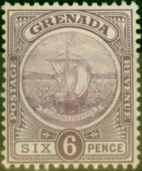 Old Postage Stamp from Grenada 1908 6d Dull Purple & Purple SG85 Fine Mtd Mint