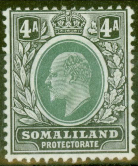 Old Postage Stamp from Somaliland 1911 4a Green & Black SG50a Chalk Paper Fine Mtd Mint