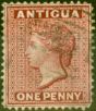 Rare Postage Stamp from Antigua 1876 1d Lake SG16 Fine Used