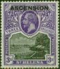 Rare Postage Stamp Ascension 1922 3s Black & Violet SG8 Fine VLMM