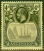 Old Postage Stamp from Ascension 1924 4d Grey-Black & Black-Yellow SG15 V.F Very Lightly Mtd Mint