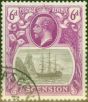Old Postage Stamp from Ascension 1924 6d Grey-Black & Bright Purple SG16 Superb Used