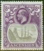 Collectible Postage Stamp from Ascension 1924 8d Grey-Black & Brt Violet SG17 V.F Very Lightly Mtd Mint