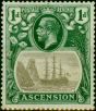 Rare Postage Stamp Ascension 1933 1d Grey-Black & Bright Blue Green SG11d Fine MM (2)